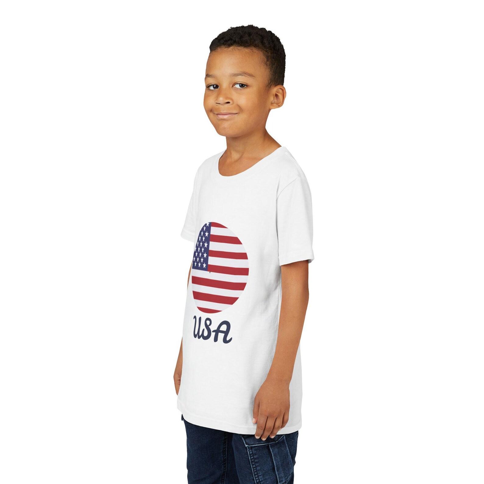 USA Flag Circle youth tee | American patriotic kids shirt 140