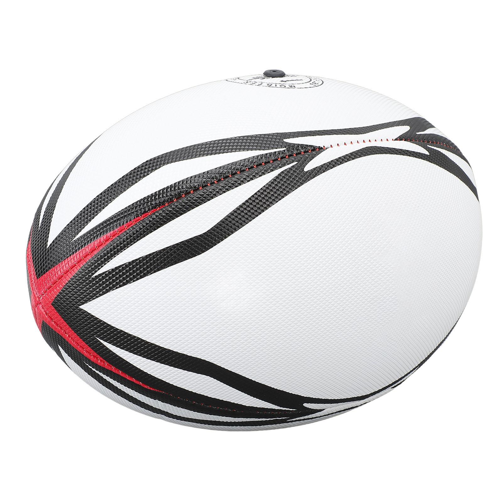 

Number 9 Rugby Ball Inflatable Practice Ball High Elasticity PVC Rugby Ball for Match and Daily Training White