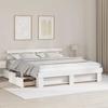 Bed Frame with Headboard White 200 x 200 cm Solid Pine Wood