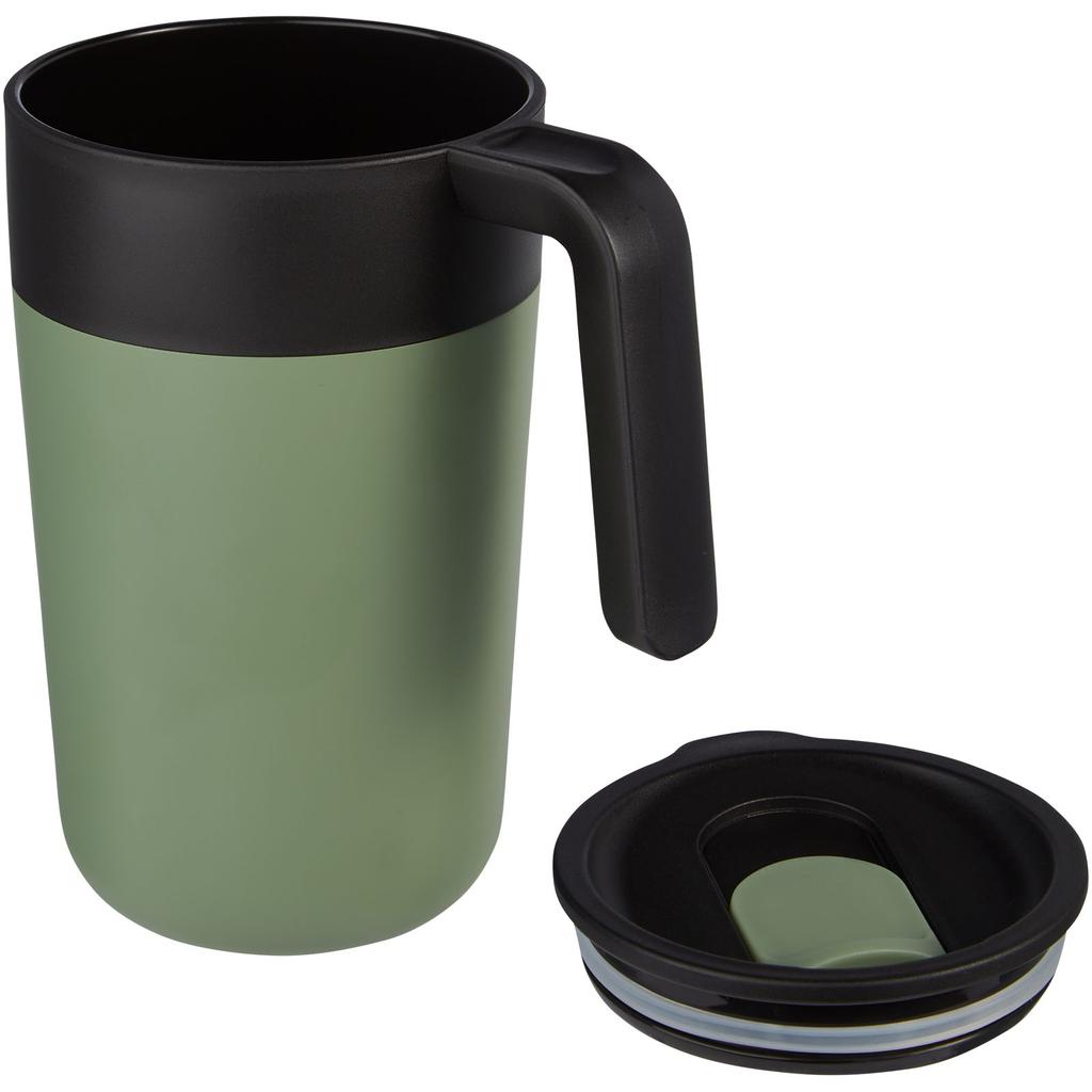 Glass "Nordia" 400 ml recycled double-wall mug Heather green