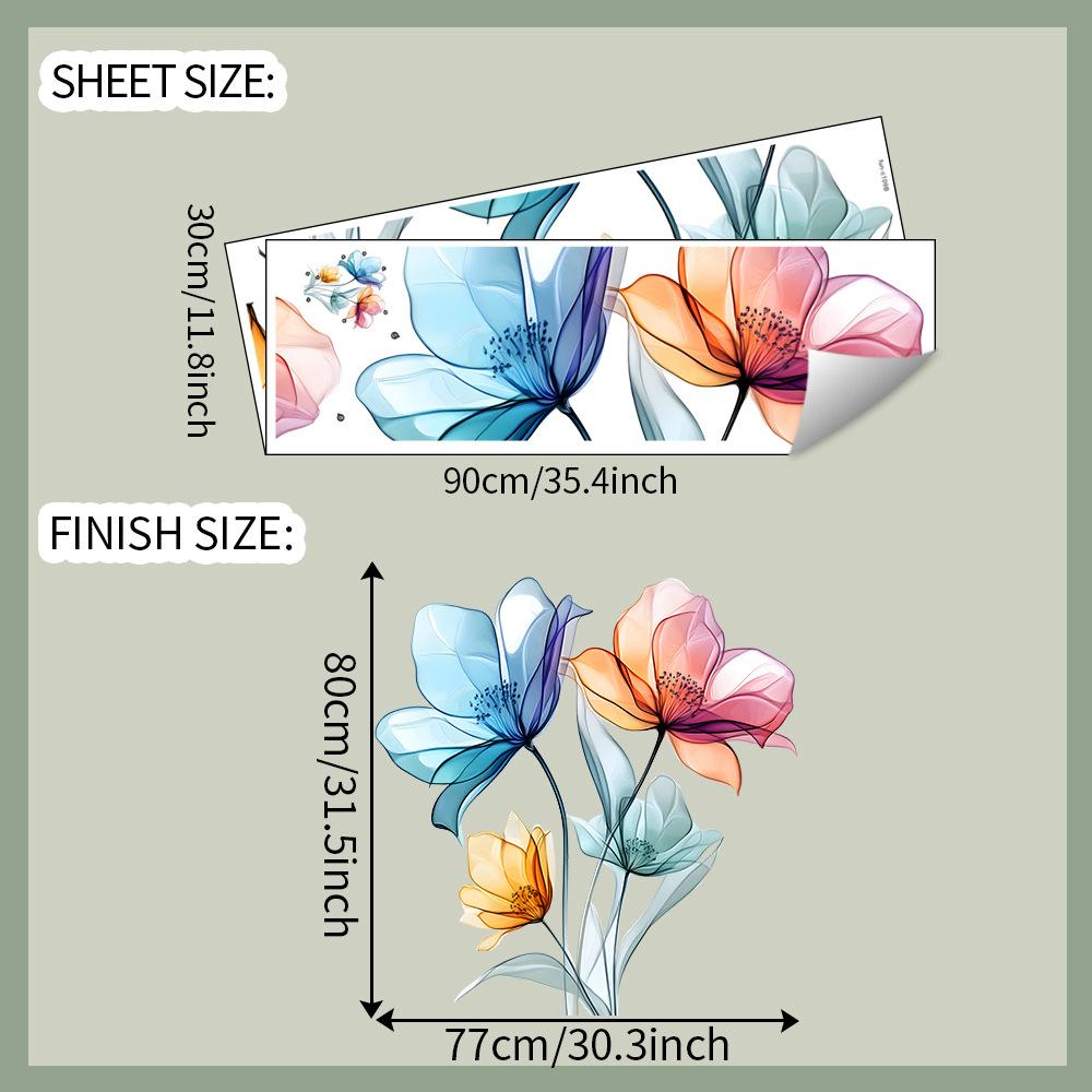 Минималистичная Линейная Графика Цветок Мака Настенная Наклейка Элегантный Натуральный Самоклеящийся Съемный Декор для Спальни Гостиной Домашнего Фона 30x90cmx2pcs
