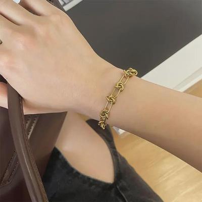 Elegantiška 18K paauksuota titano plieno mazgo apyrankė moterims - Madingi ir spalvą išsaugantys mados papuošalai