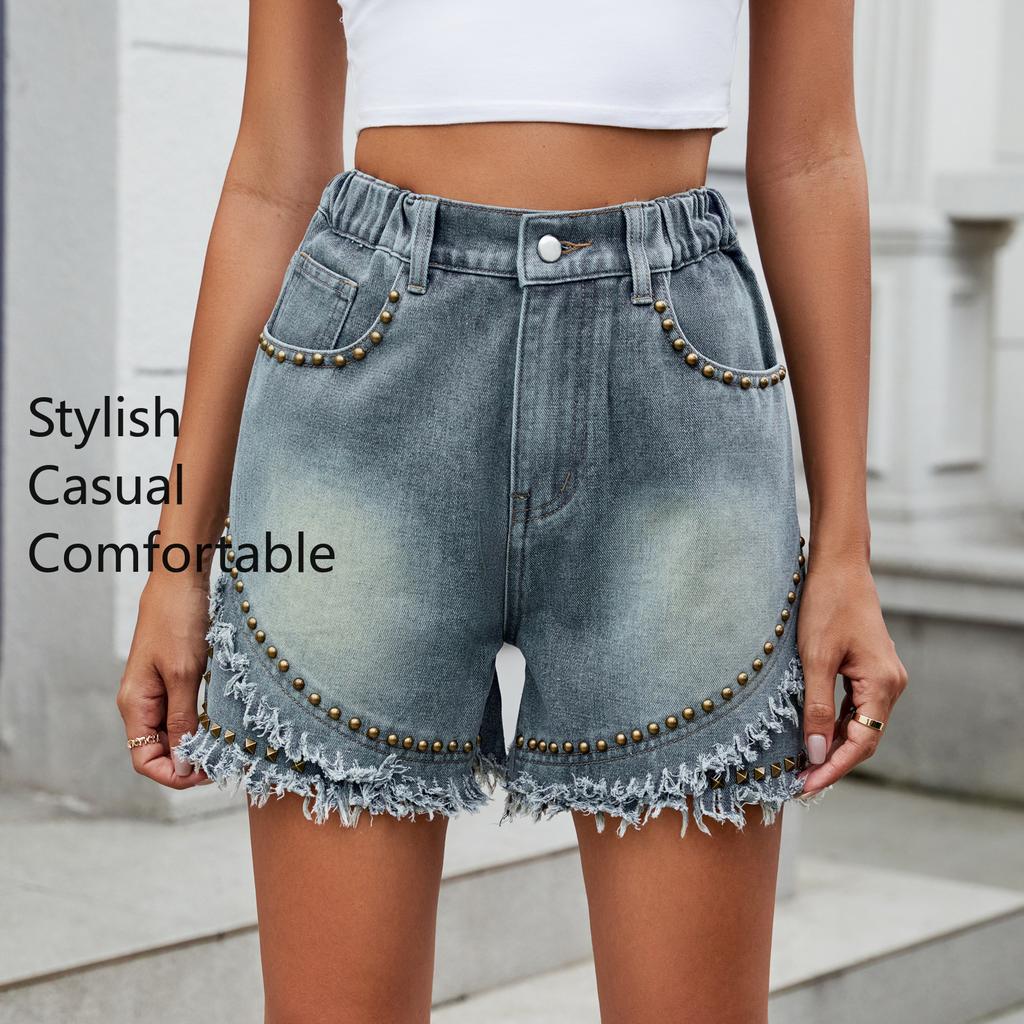 Damenmode, lässig, einfarbig, bedruckt, Sport-Shorts mit hoher Taille