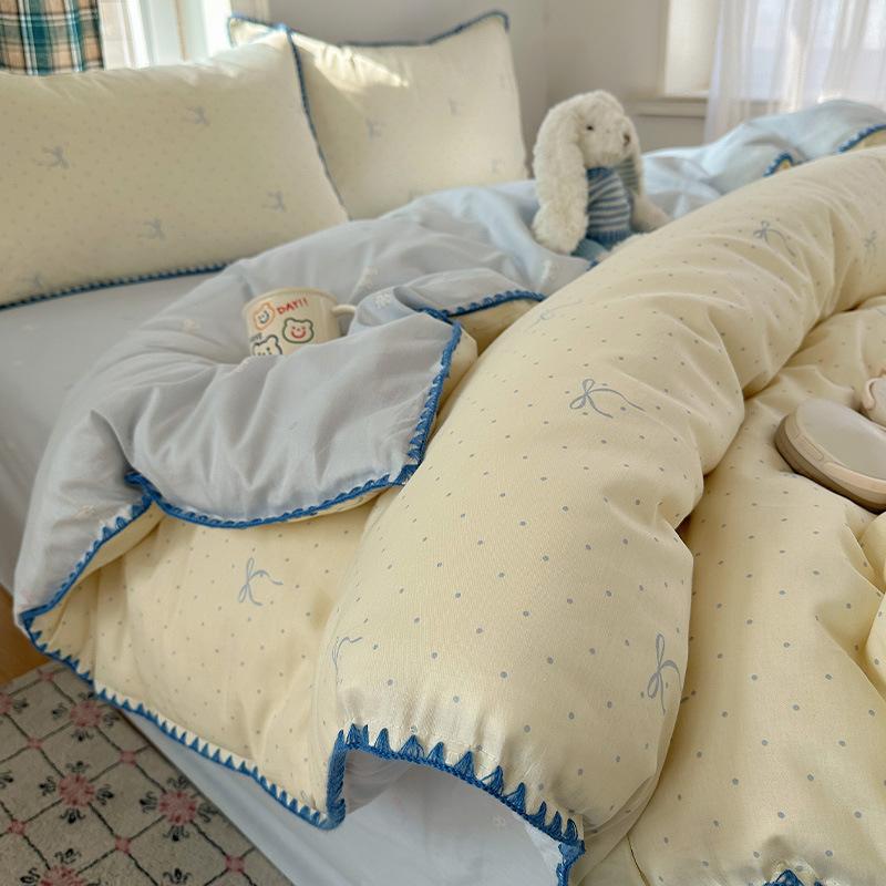 Quilted Embroidered Lace Duvet Cover Printed Soft Comfortable Blanket Protective Cover Soft Breathable Machine Washable Dormitory Single Bed Sheets