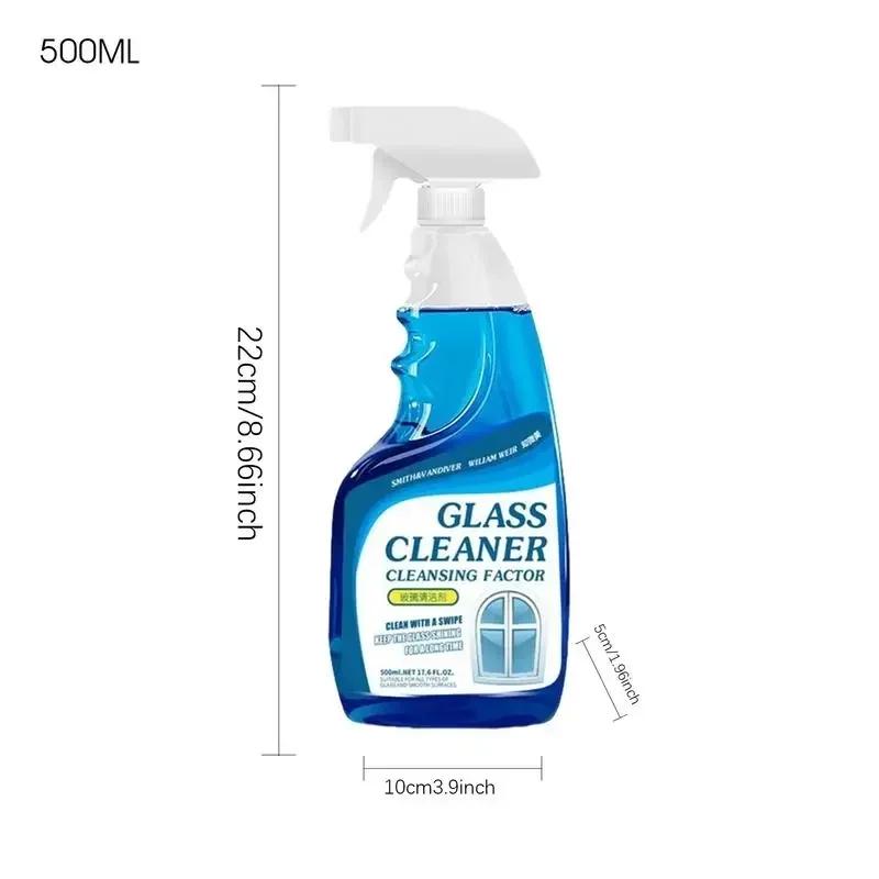 500ml Glass Cleaner Glass Oil Film Remover Living Shower Glass Cleaner Spray Powerful Car Bathroom Glass Descaling Solution
