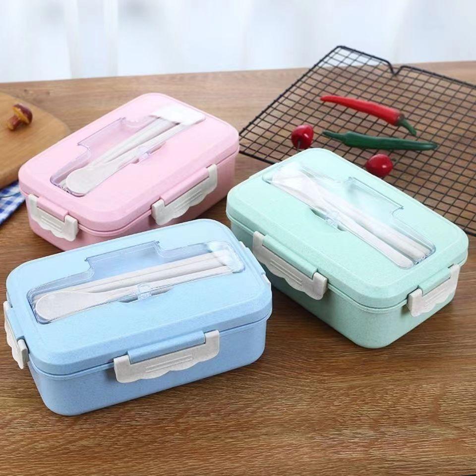 Microwave Lunch Box with Spoon Chopsticks Dinnerware Food Storage Container Children Kids School Office Bento Box