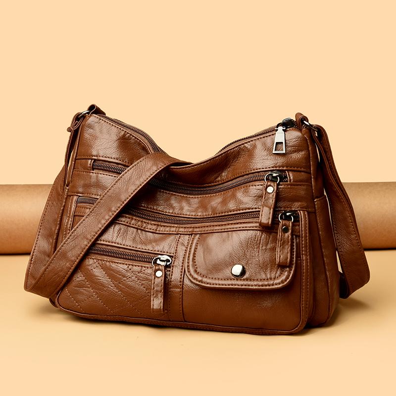PU Multi-compartment Shoulder Bag Multi-pocket Women's Crossbody Bag Mother Bag
