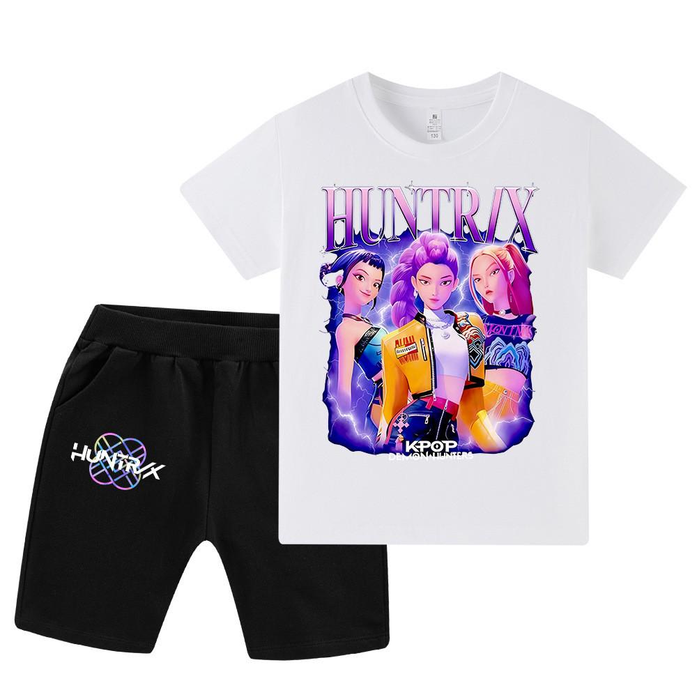 WA1230 Kids Boys Girls Kpop Rumi Zoey Mira Sajaboys Print Short Sleeves T-shirt Shorts Pants Sets