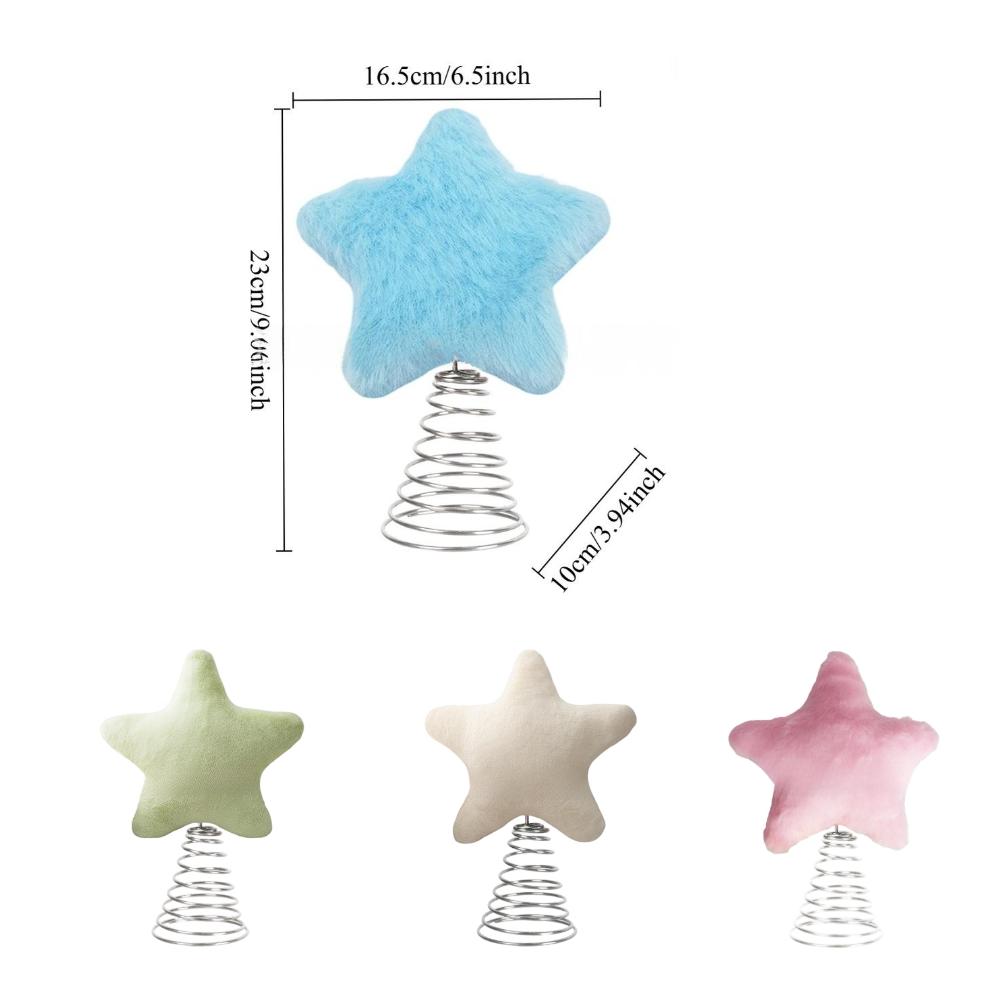 Christmas Decoration Star Tree Finisher with Plush Texture and Sturdy Metal Frame Designed for Tree Tops and Holiday Atmosphere