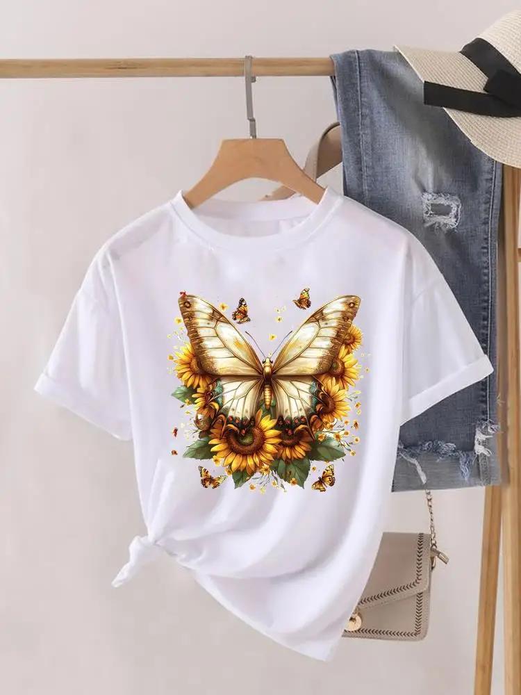 Short Sleeve Women Print Summer TShirt Fashion Clothing Graphic T-shirts Watercolor Flower Cute Clothes Lady Casual Tee