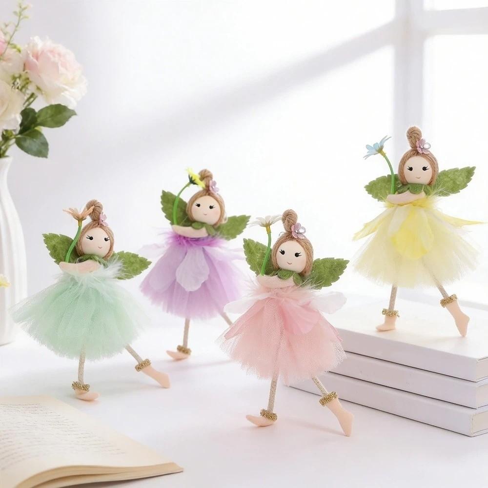 Party Supplies Long Legs Flower Fairy Ornaments Cute Mesh Easter Fairy Pendant Handmade with Flower Wing Girl Pendant Home Party