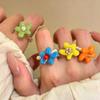 Neuer Koreanischer Stil Sommer Cartoon Dopaminfarbene Blume Perle Acryl Fingerring Einzigartig für Frauen Urlaubs Schmuck Zubehör
