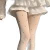 Miu Style Ballet Velvet Socks & Tights - Beige Polka Dot Bow Knot, Versatile for Spring/Autumn, JK School Base Layer.