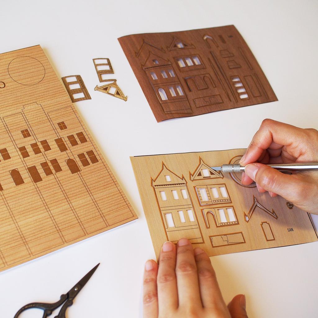 KINOWA Ξύλινη Ζωγραφική Πρωτότυπο Χειροποίητο Κιτ Αστικά Τοπία του Κόσμου Κατασκευασμένο στην Ιαπωνία "Σαν Φρανσίσκο"