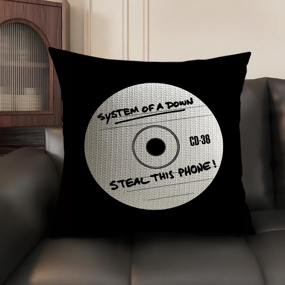 Hot Rock Band S-System Of A Down Cushion Cover Summer Breathable Linen Fabric Double-Sided Printing Sofa Pillow Case Home Decor