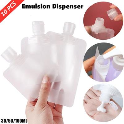 10 KS přenosný dělený sáček na emulzi Cestovní kosmetický dávkovač emulzí na ruce Sanitizer Lotion Šampon Lahvičky na make-up Cestovní taška na skladování emulze