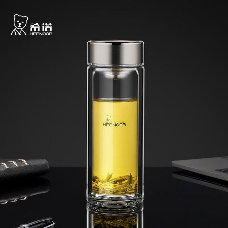 XINUO Men's Double Wall Glass Tea Infuser Bottle