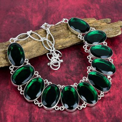 Collana di Crisoprasio Cromato Sfaccettato Gioiello con Pietra Preziosa, Collana in Argento Sterling Massiccio 925, Collana con Catena Regolabile Fatta a Mano Regalo per Gioiello di Compleanno