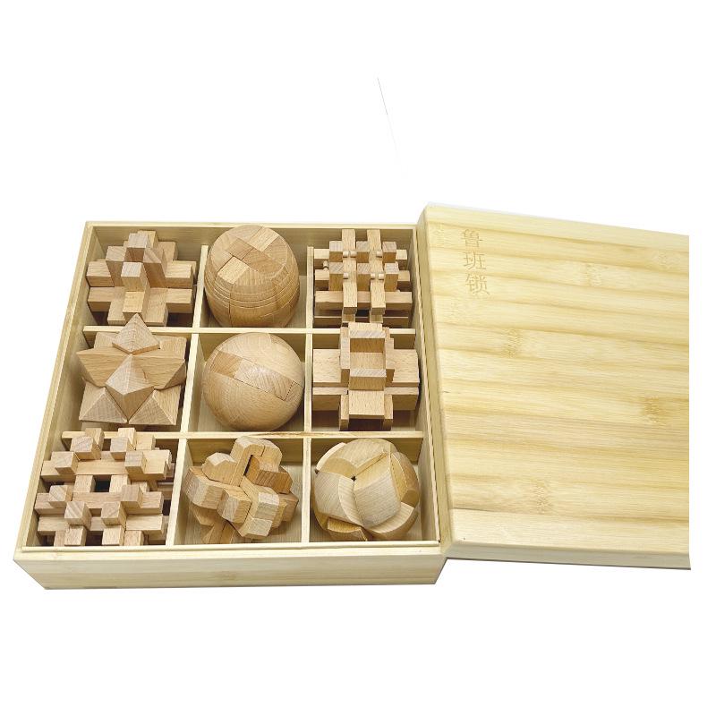 Kongming & Luban Interlocking Puzzle Set: Educational Toys for 7+ Year Olds, Enhancing Intelligence and Relaxation with Nine Building Blocks.