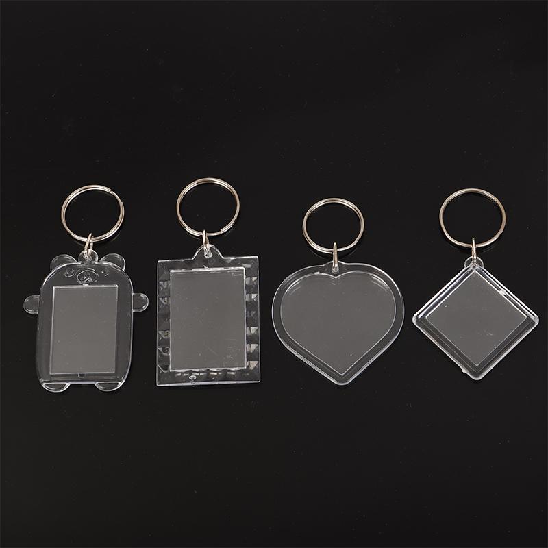 5Pcs Clear Bear Acrylic Blank Photo Frame Keychain Insert Photo Picture Frame Key Holder Diy Picture Frame Keyring Bag Pendant