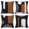 Black Brown Geometric New Rhymes Modern StyleCover Bedroom Sofa Decoration Polyester Cushion Cover with Zipper