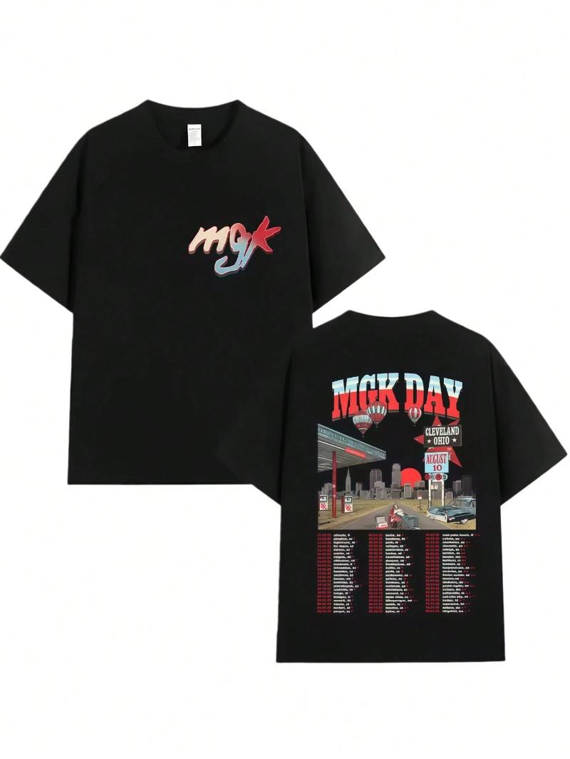 

Rapper MGK Day Lost Americana Graphic TShirt Mens Gothic Hip Hop Fashion Loose Cotton TShirt Fan Streetwear graphic t shirts S