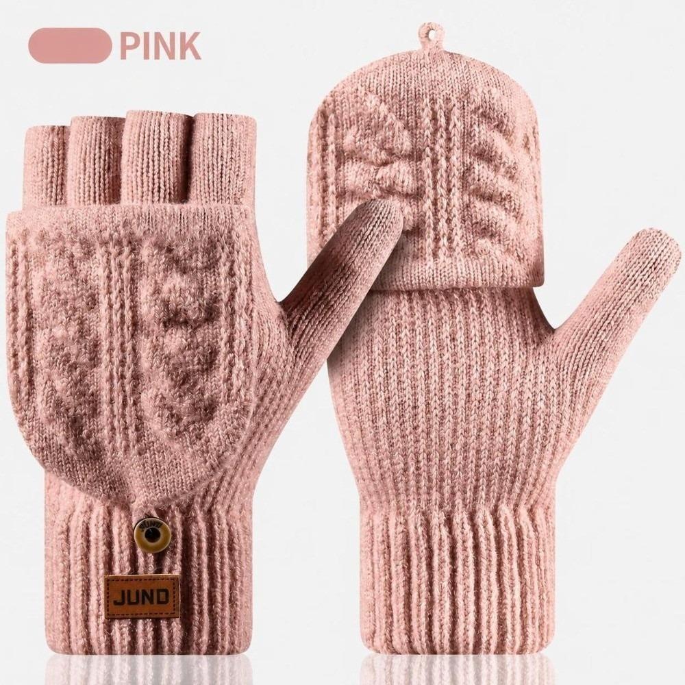 Polyester Blend Men Flip Top Gloves Warm Women Half Finger Mittens Cold Weather