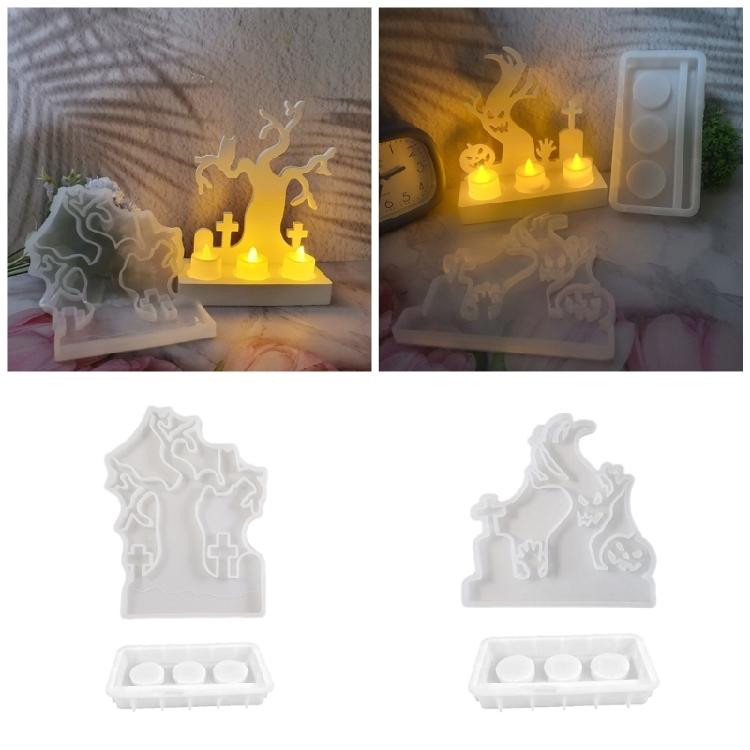 Silicone Resin Molds Candle Holder Molds Halloween Theme Craft Mold Silicone Candle Base Molds Perfect for Candle Holder