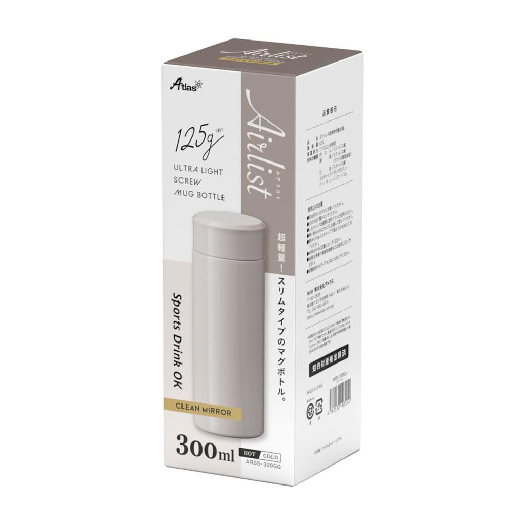 Atlas vannflaske 300 ml vakuumisolert rustfritt stål Ultralett krusflaske slank liten miniflaske kompatibel med sportsdrikker termos direkte
