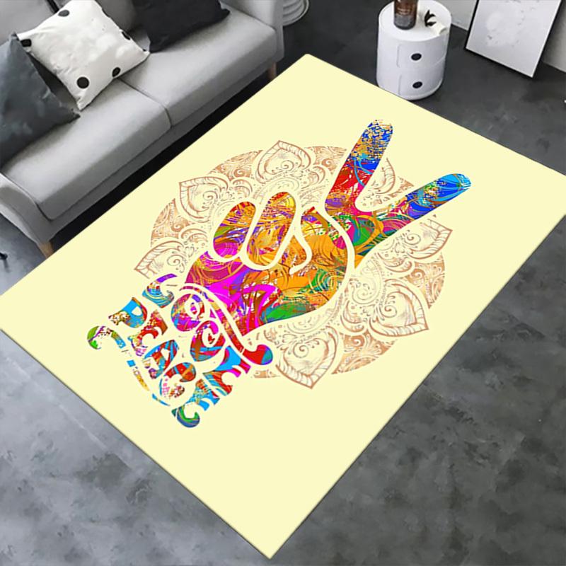 Office Carpet: Colorful Peace Sign Design with Intricate Patterns Perfect for Sofa Protectio