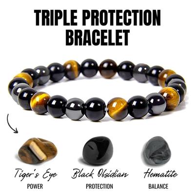 Náramky z prírodných korálok z čierneho obsidiánu, hematitu a tigrieho oka pre mužov na magnetickú ochranu zdravia, dámske šperky pre dušu, pulsera hombre