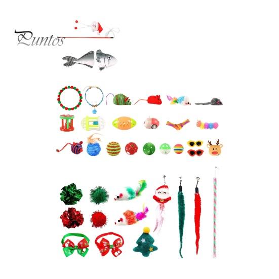 Cat Advent Calendar Interactive Countdown Blind Box 12/24 Cat Teasing Toys Bow Tie Collars Set Christmas Cat Accessories