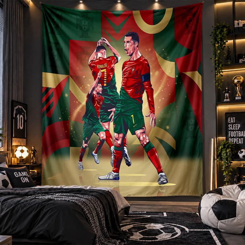 Wall Hanging Tapestry Cristiano Ronaldo Print Cloth for Living Room Bedroom Home Decor