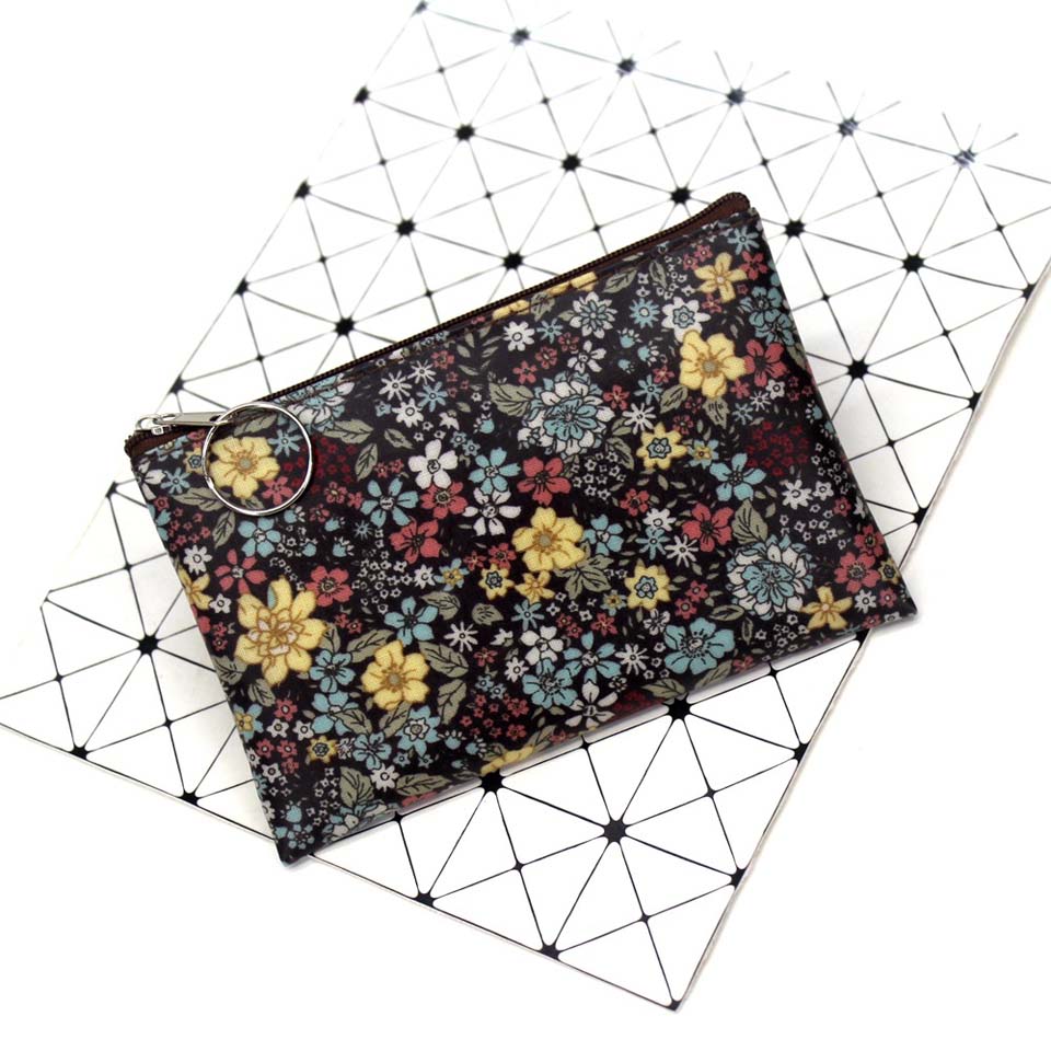 Lässige Vintage kleine Blumengeldbeutel wasserdicht Baumwollstoff kleine quadratische Tasche Kartenhalter Damen Mini-Geldbörsen Mädchen-Taschen