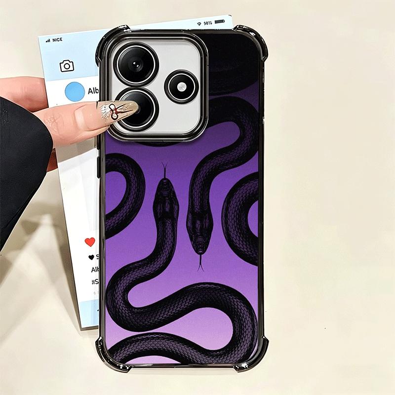 Schwarze Schlangen-Doodle-Vergoldung Handyhülle Für Xiaomi Poco X5 X6 X7 X8 Pro Max F8 Ultra F7 M8 M7 M5S Redmi 15C 15 14C 13C 13 X3 12C F
