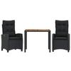 VidaXL 3-Piece Garden Dining Set with Cushions, Table and Chairs with Adjustable Backrest, Outdoor Furniture, 3212662