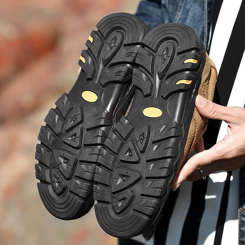 Youth Sports Casual Shoes Men's First Layer Frosted Cowhide Middle-Aged Soft Bottom Outdoor Mountaineering Travel Shoes Men's Genuine Leather