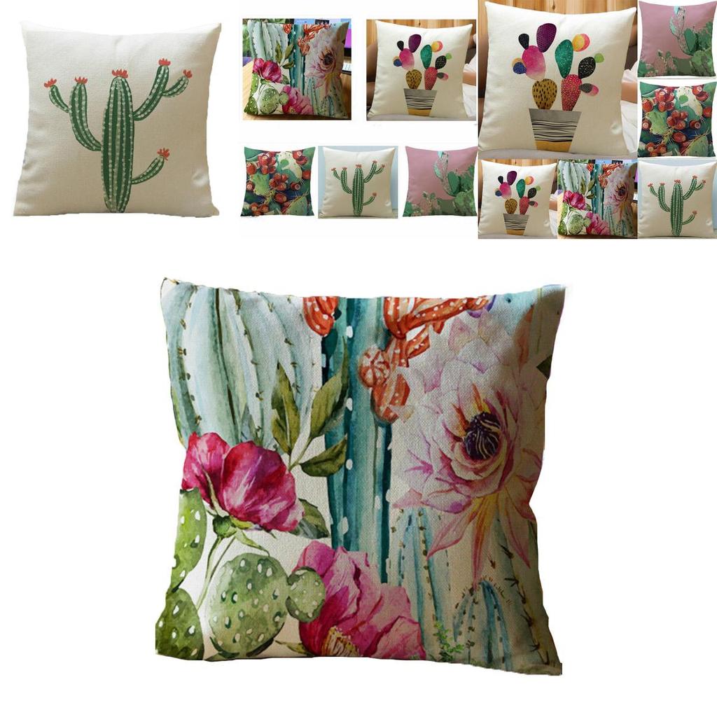 Timeless Tropical Flower Cactus Cushion Cover For Elegant Home Styling