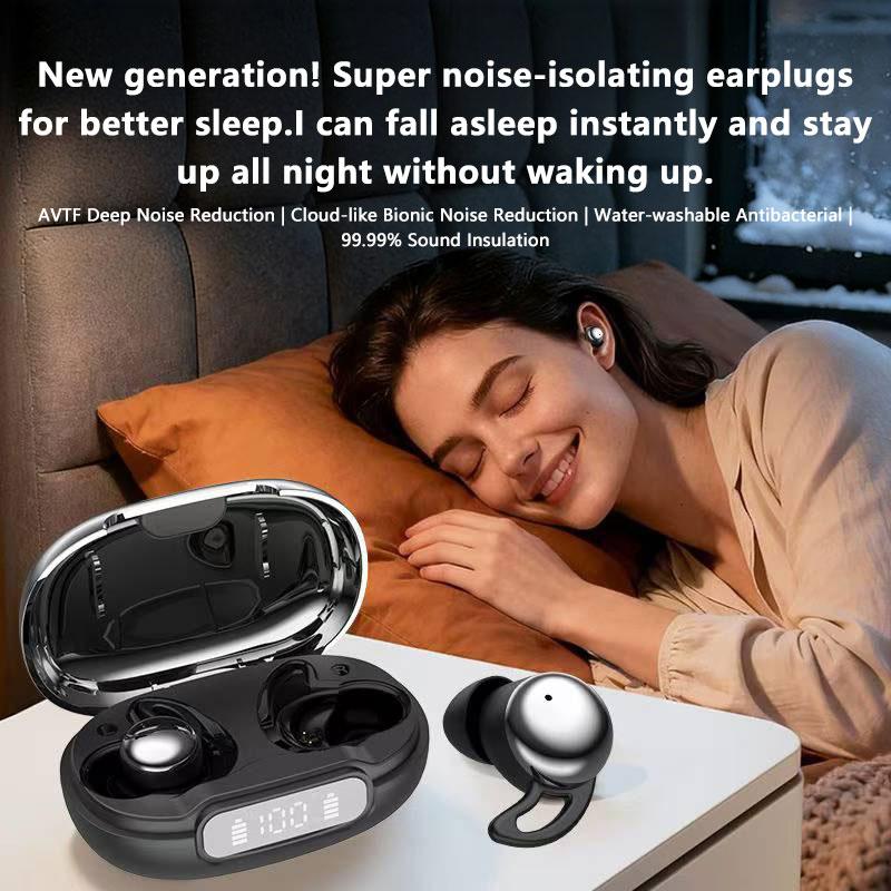 Sleep Bluetooth 5.4 Earbuds Wireless Earphones ANC Noise Cancelling with Translation In-Ear Headphones Portable Charging LED Display for Travel Work