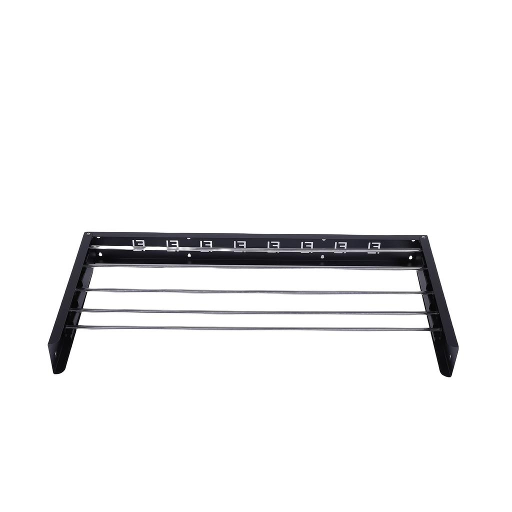 Wall Mounted Clothes Drying Rack Foldable Laundry Drying Rack with 5 Stainless Steel Rods 2 Towel Holders Wall Template