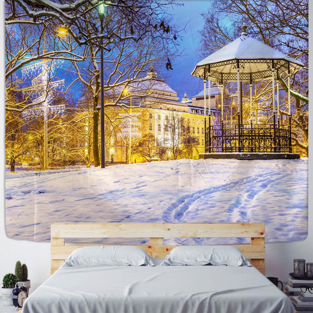 Christmas Woods Tapestry Wall Hanging Holiday Gift New Year Elk Snow Scene Psychedelic Witchcraft Home Decor