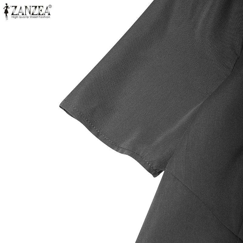 ZANZEA Women Summer Casual Round Neck Short Sleeve Dress