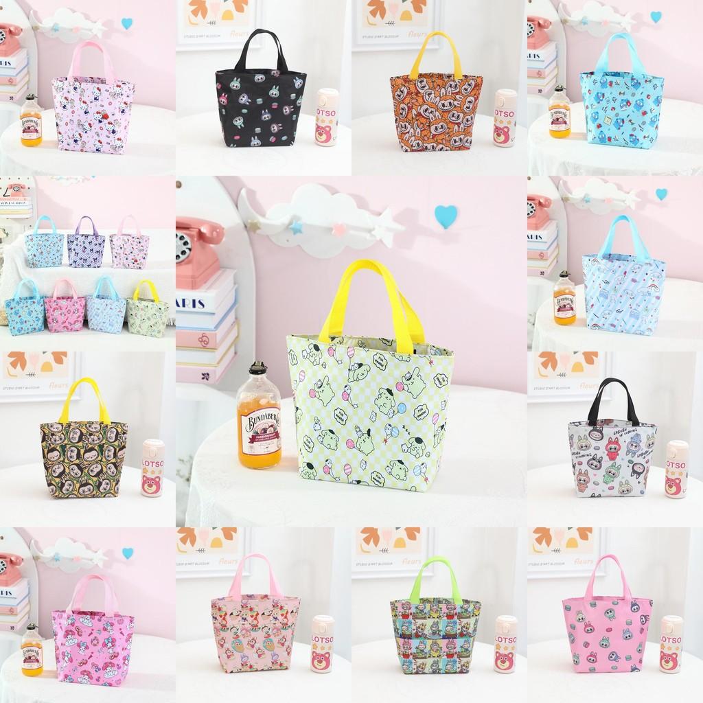 Oxford Cloth Lightweight Lunch Bag With Kuromi Labubu Print Design For Office Use And Outdoor Storage