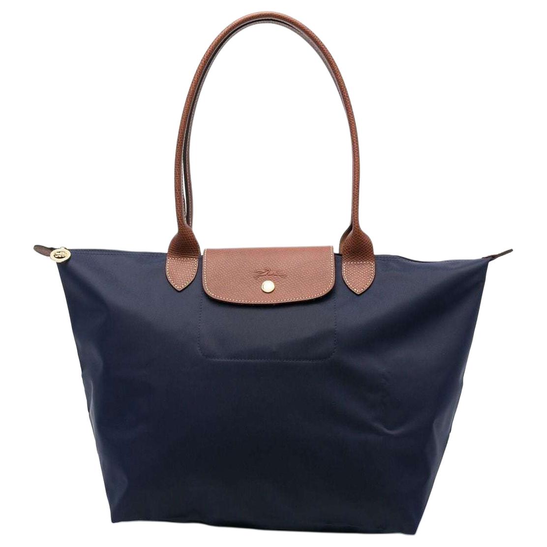

Longchamp Original Snap Zipper Closure Recycled Canvas Tote Shopping Bag Handheld Shoulder Bag Large Women tote Navy-Blue L1899089P68 Basic Set (Bag)