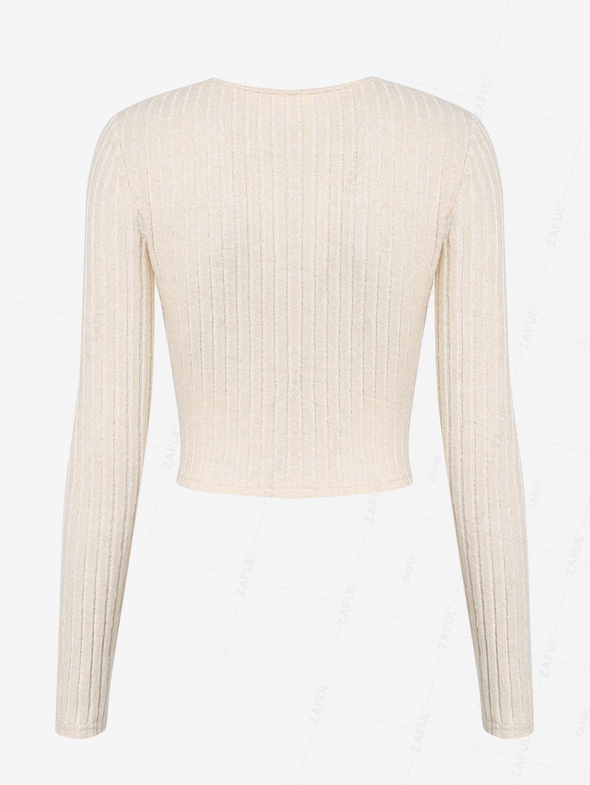 

ZAFUL Women s Solid Color Daily Button Up Layering V Neck Plush Ribbed Knit Long Sleeve Cardigan