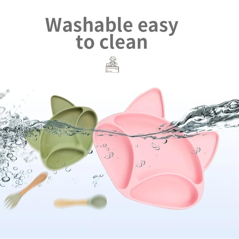 Baby Silicone Feeding Tableware Setsbpa Free Waterproof Dining Plate Bowl Spoon Fork For Newbornmicrowave And Dishwasher Safe