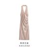 Kaslead New Arrival Women's Clothing Fashion Style Silm Sequin Sequin Pleated Halterneck Dress 4813835
