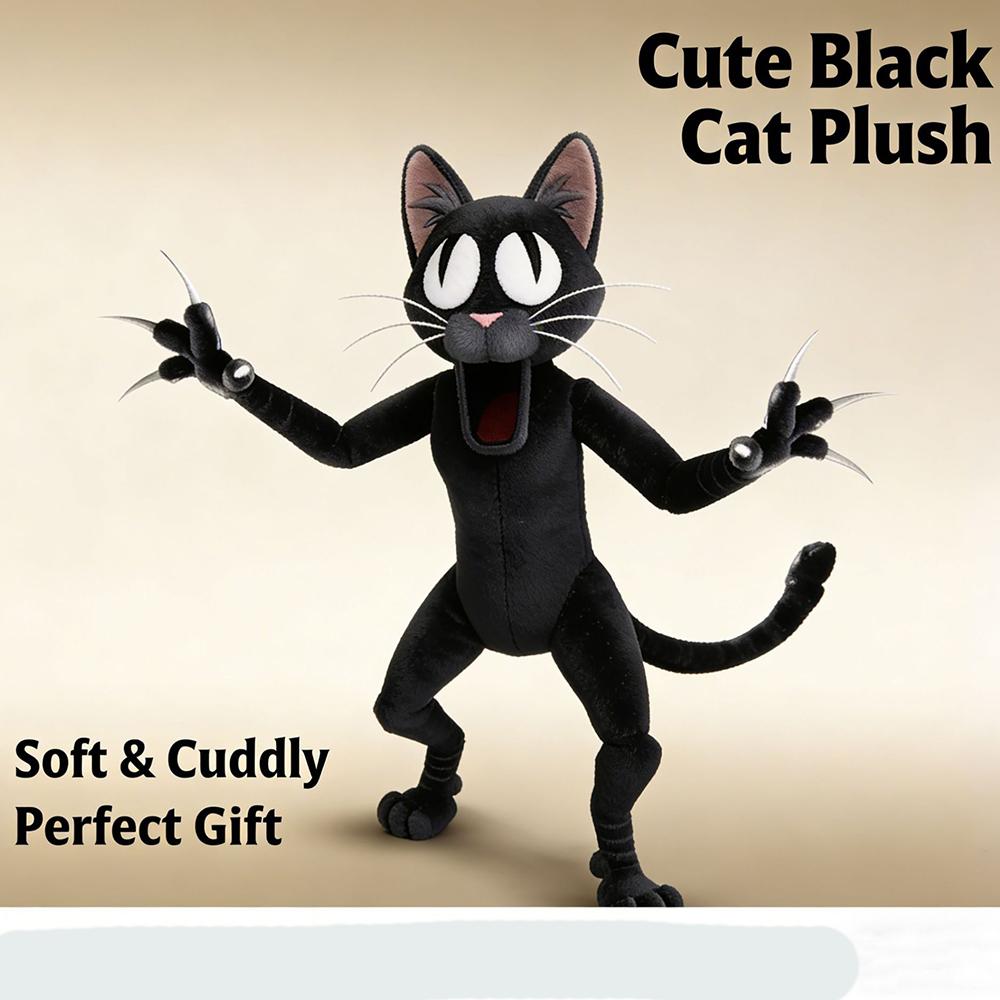 99 Notti Nella Foresta Gatto Nero Peluche Giocattolo Decorazione Divertente Bambola di Pezza Gatto Nero Collezionabile Regalo per Festa di Halloween Compleanno