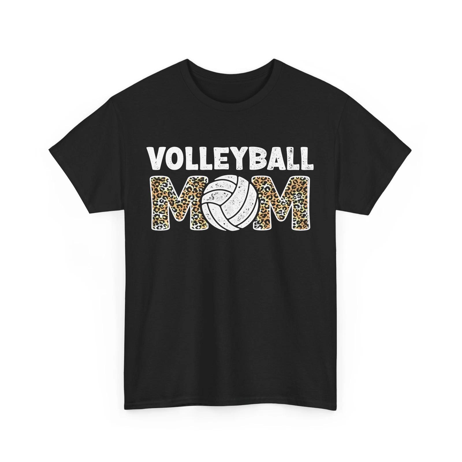 Volleyball Mom Shirt, Leopard Volleyball Sports Lovers Women Mom Shirt S