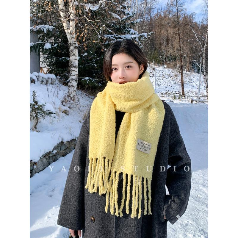 New Year Red Atmosphere Fringed Scarf for Women Warm and Cold-proof Shawl Scarf for Autumn and Winter